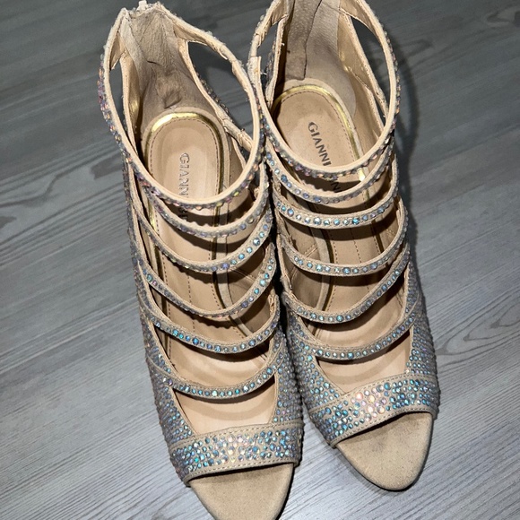 Gianni Binni Rhinestone Zip Up Heels - Picture 1 of 7
